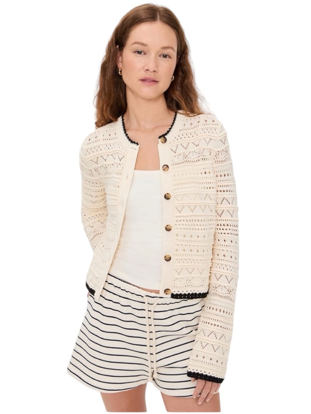 NEW La Ligne Mallory Cardigan. Cream/Black. M. NWT